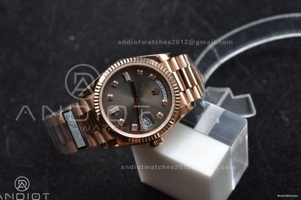 QF Steel 904L Square vr3255 RG Grey Weight) with Original President 671 (Gain Best Diamond 36 on DayDate Edition Dial V5 Bracelet 0223